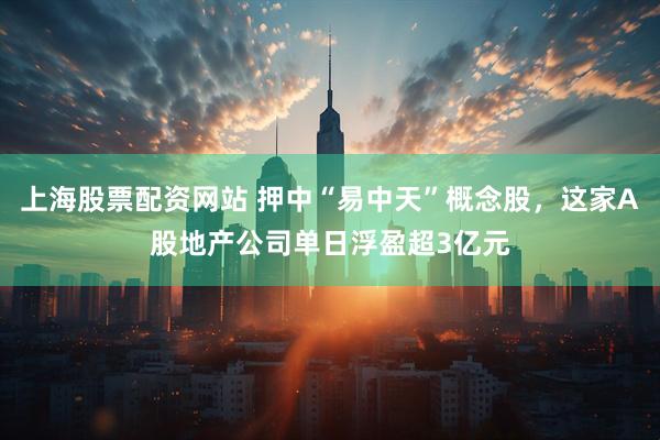 上海股票配资网站 押中“易中天”概念股，这家A股地产公司单日浮盈超3亿元