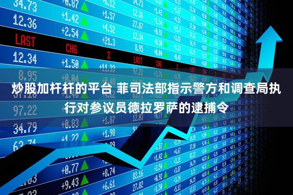炒股加杆杆的平台 菲司法部指示警方和调查局执行对参议员德拉罗萨的逮捕令
